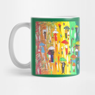 Umbrellas and a Rainbow sky Mug